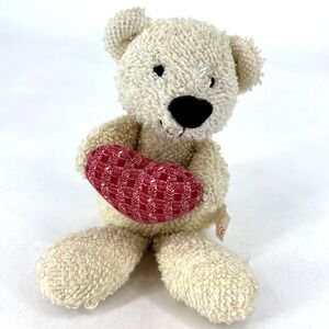 Terrycloth Bear Bean Bag 7" Animal Toy w/ Gingham Heart Russ Berrie Home Buddies